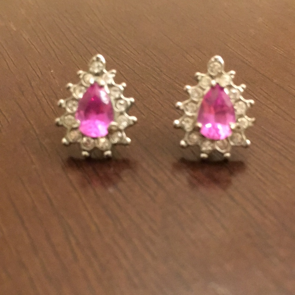 💎SALE💎 pink gemstone diamonds teardrop studs